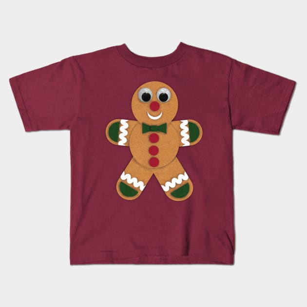 Christmas Felt Gingerbread Kids T-Shirt by LMHDesigns